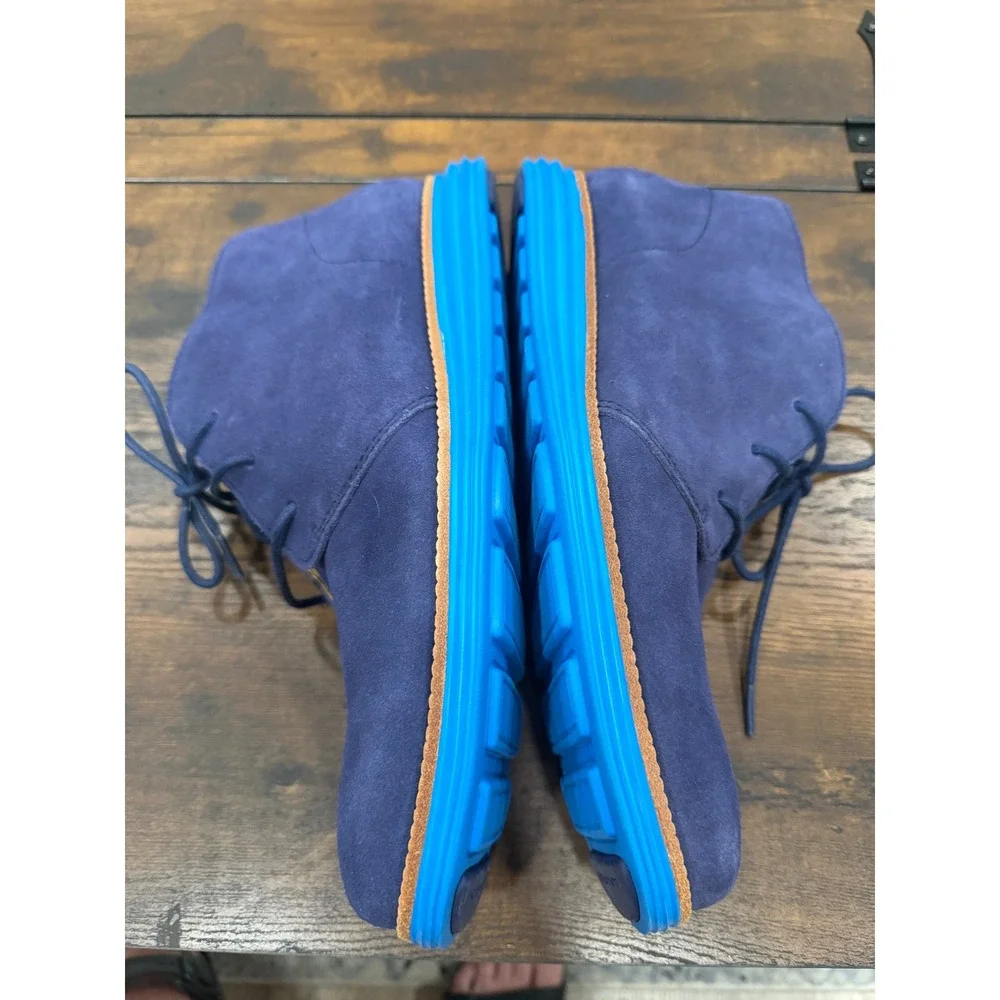 Cole Haan LunarGrand Chukka Boots Mens 10.5 Blue Suede C13627 Desert Preppy
